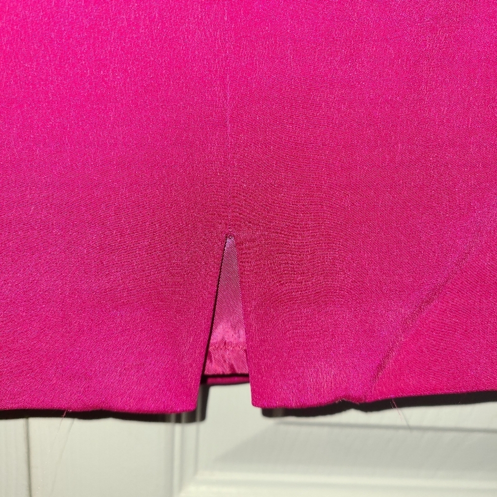 100% SILK SHOMI fuchsia pink mini dress size 2 euc vintage - Picture 12 of 13